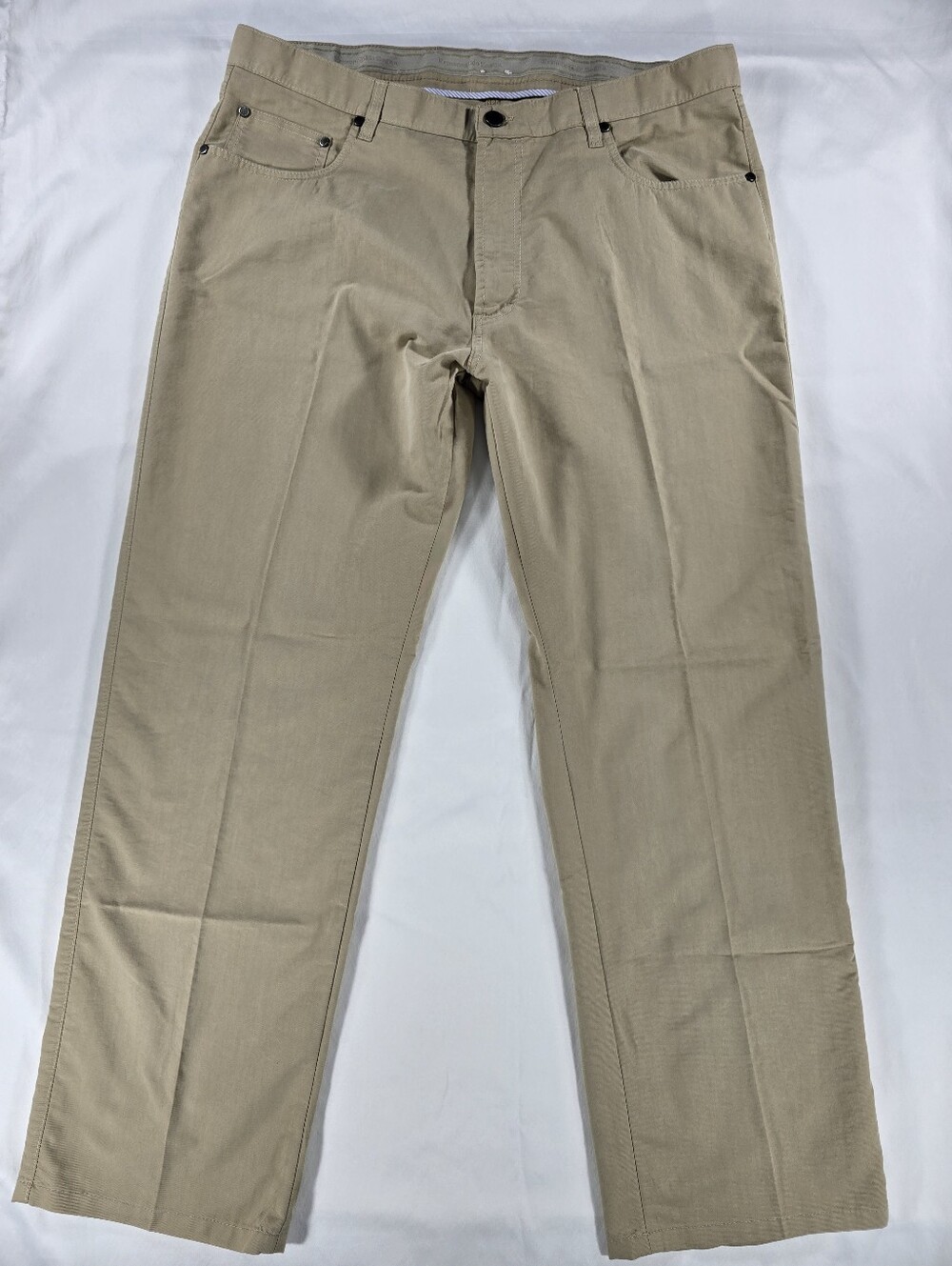 Ermenegildo Zegna 38x30 Beige Khaki 5 Pocket Pants Twill Stretch Cotton Blend